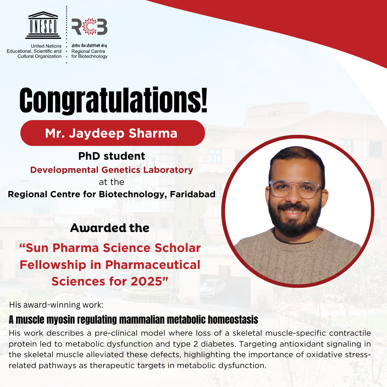 Congratulations to Mr. Jaydeep Sharma